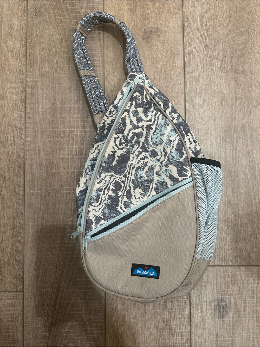 Kavu Taupe & Light Blue Patterned Sling Bag